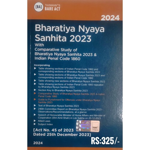 BARE ACT-BHARATIYA NYAYA SANHITA,2023 (REPLAE THE INDIAN PENAL CODE ...